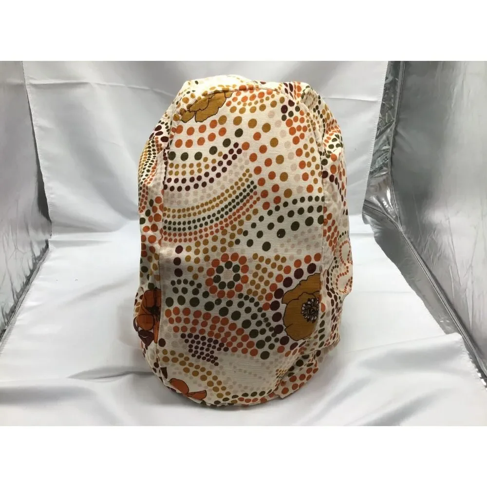 Vintage Orange Floral Polka Dot Corduroy Shoulder Bag Bohemian Mod Tote